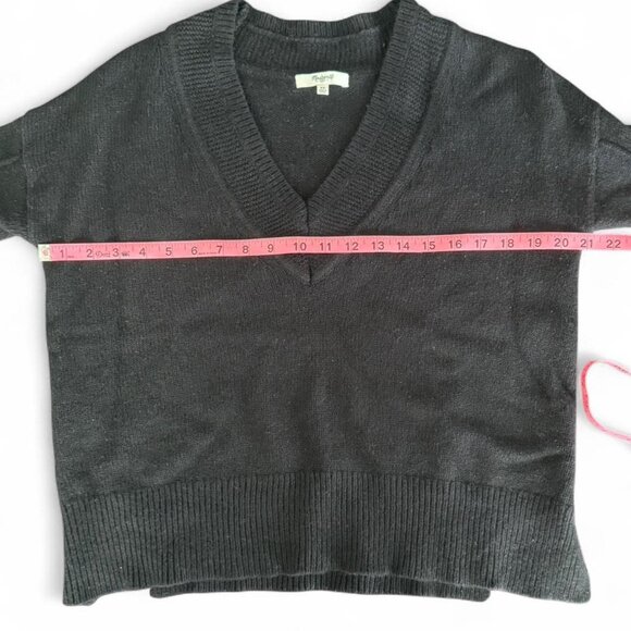 Madewell V-Neck Long Sleeve Knit Extra Small Black Boxy Sweater Women's Size XS - Picture 5 of 8